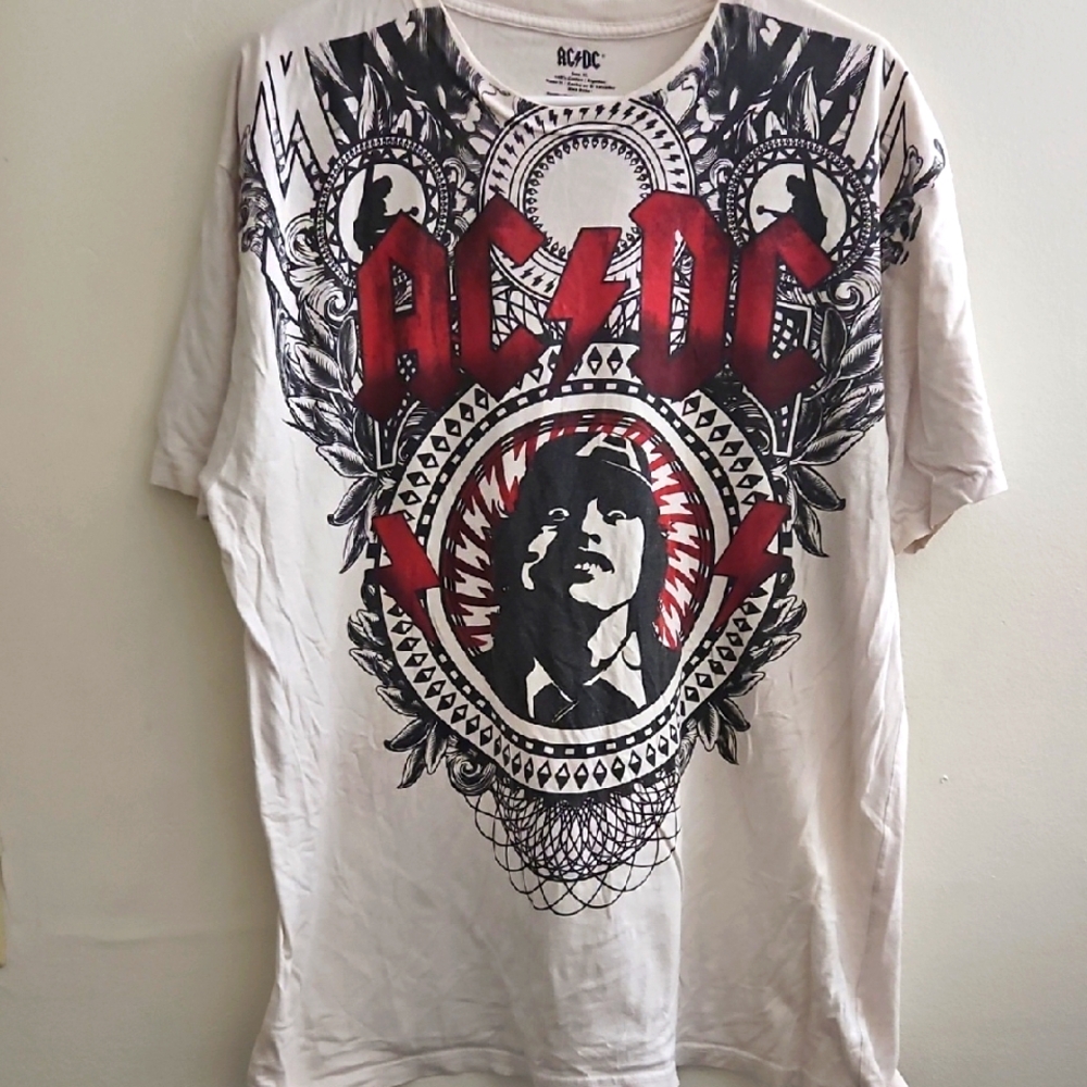 AC/DC Graphic‎ Men's T-Shirt - White and Red